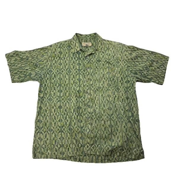 Johari West Mens XL Green Geometric Short Sleeve Hawaiian Shirt - Picture 1 of 5